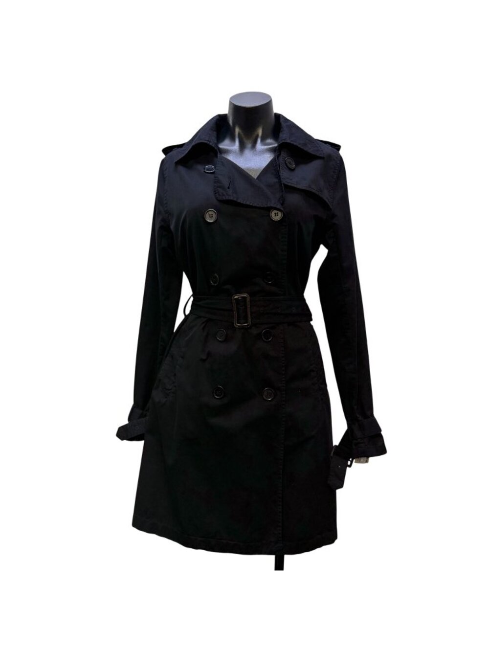 JWLA Black Double Breasted Trench Coat With Belted Waist  S